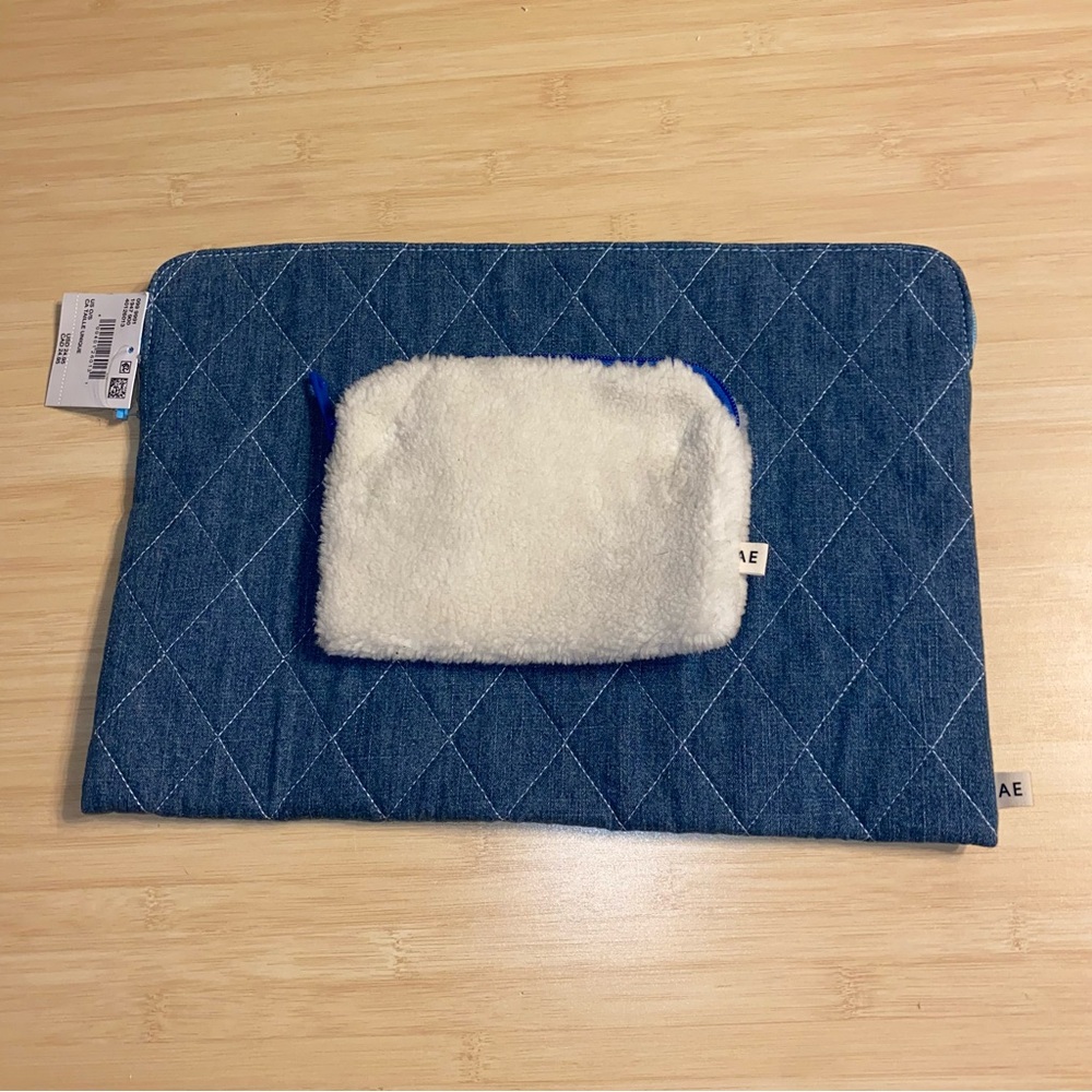 New American Eagle Quilted Laptop Sleeve Sherpa & Denim Bag Sleeve
